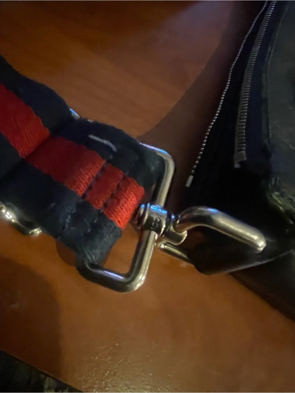 Gucci Navy Monogram Messenger Bag with Red-Blue Web Strap
